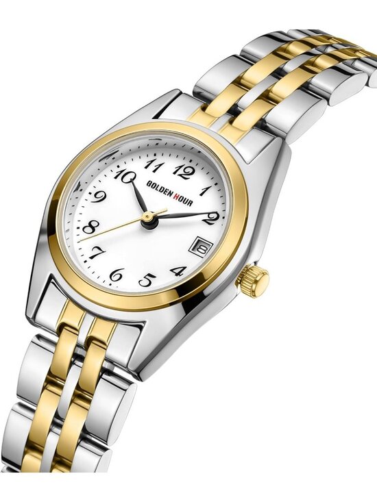Womens Silver Gold Analog Quartz Stainless Steel Band Easy Reader Bracelet Watch main image 2